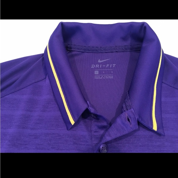Nike Men's LSU Purple Polo Shirt with Gold Accents Men’s Large - Picture 2 of 7